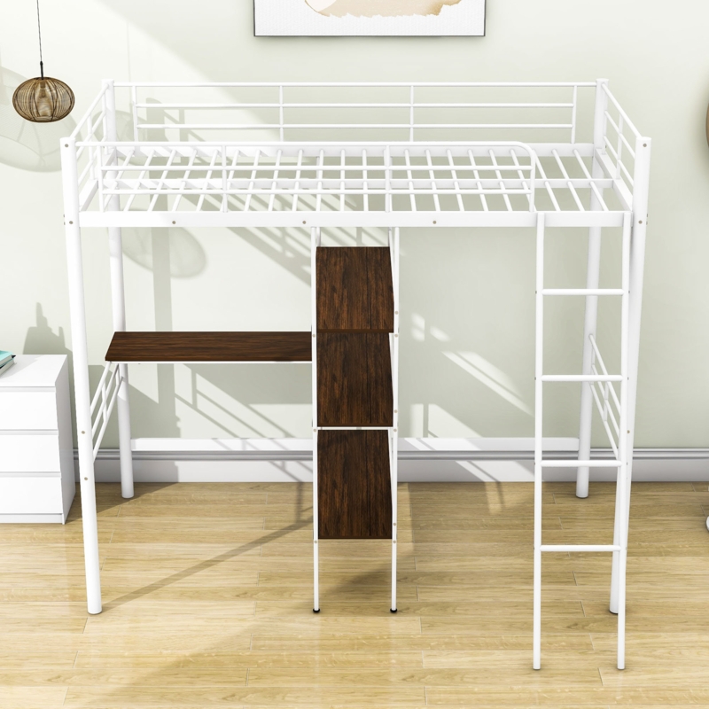 Loft Bed with Built-In Shelves and Desk