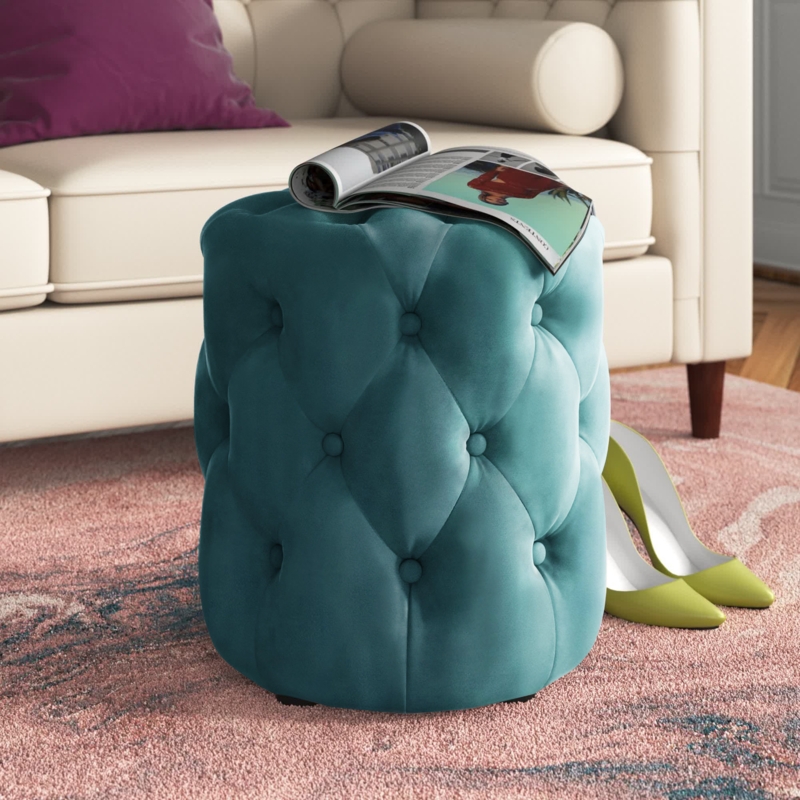 Vintage Glam Velvet Ottoman