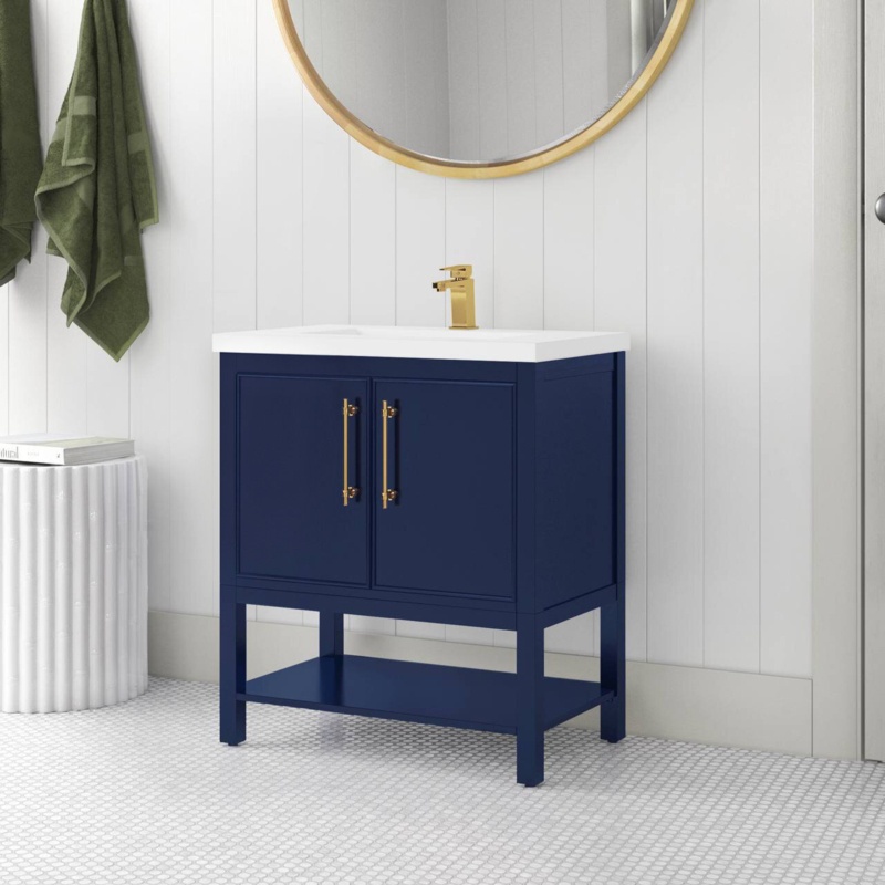 Jewell 29.84'' Free-standing Single Bathroom Vanity with Ceramic Vanity Top