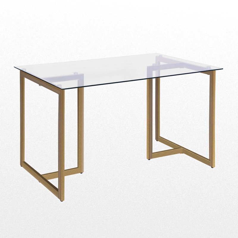 Modern Rectangular Dining Table with Glass Top