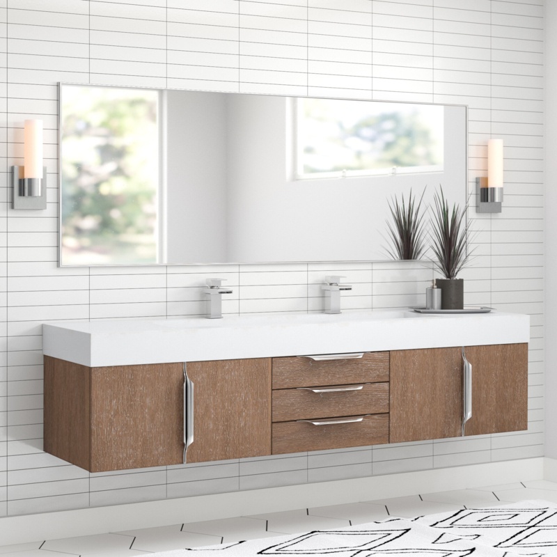 Jiah 72" Wall-Mounted Double Bathroom Vanity Set