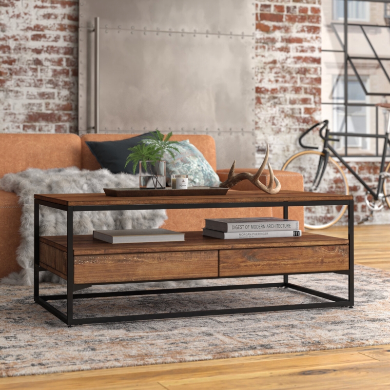 Wood And Wrought Iron Coffee Table