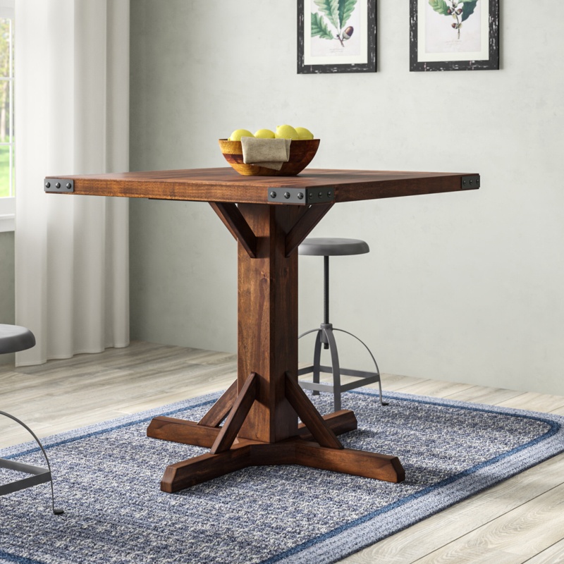 Pedestal Dining Table with Nailhead Accents