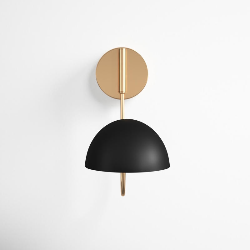Burnished Brass Wall Light with Reflective Interior