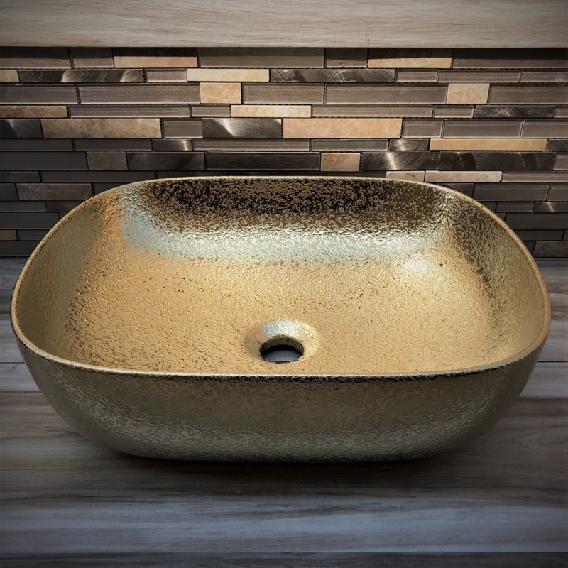 Juvia 15.5'' Glittery Ceramic Rectangular Vessel Bathroom Sink