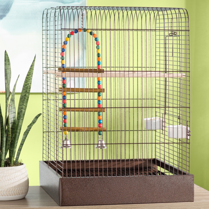 Kalinowski 29'' Steel Flat Top Table Top Bird Cage with Perch