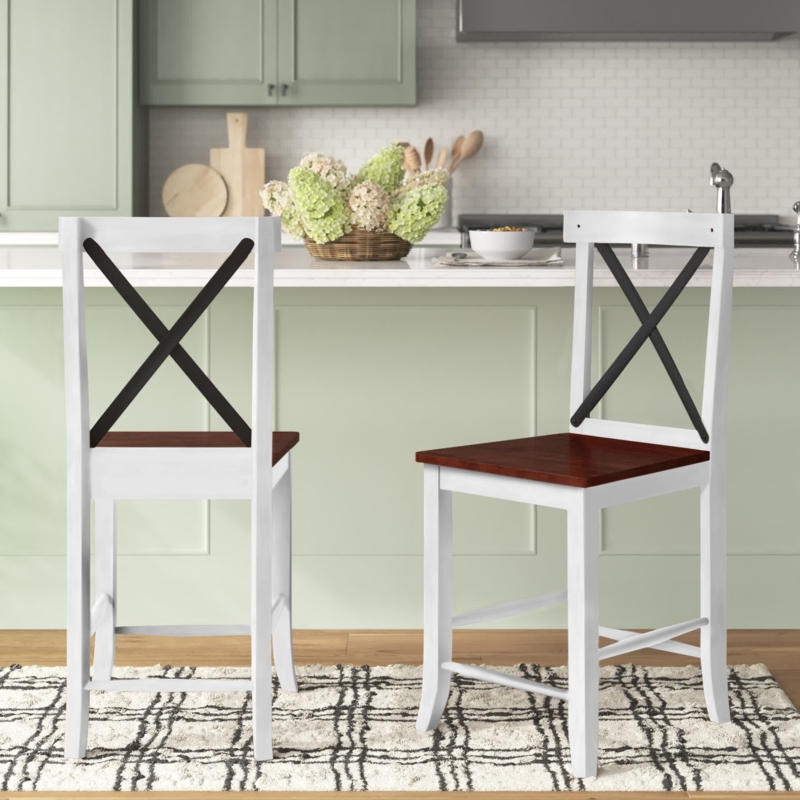 Cross Back Counter Stools Set of 2