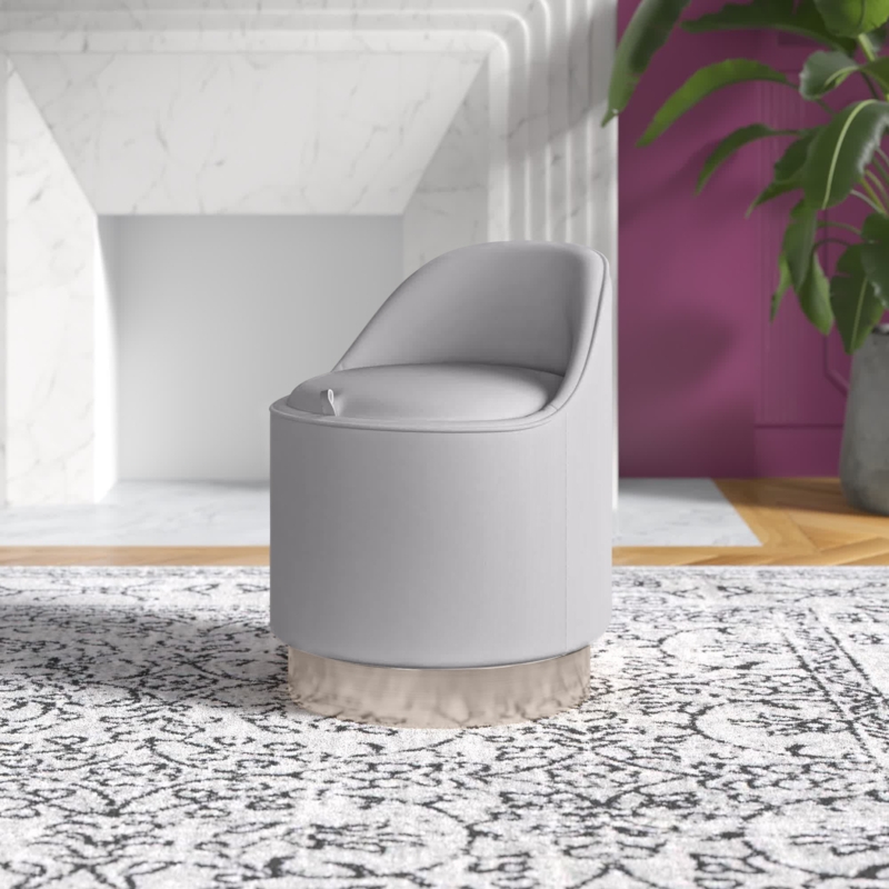 Velvet Vanity Stool with Hidden Storage