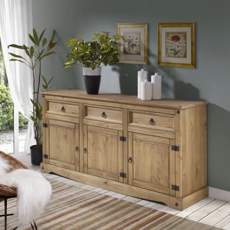 Kaylin 65.91'' Wide 3 Drawer Pine Solid Wood Buffet Table