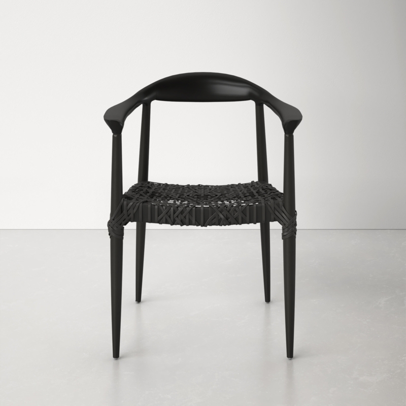Mid-Century Wood Dining Chair with Woven Seat