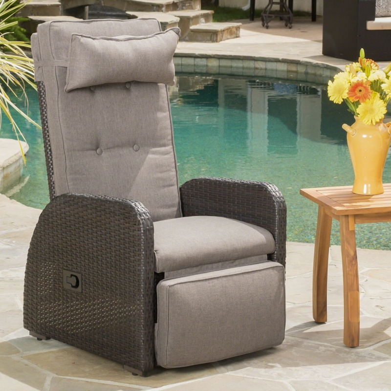 Reclining Outdoor Lounger with Cushions