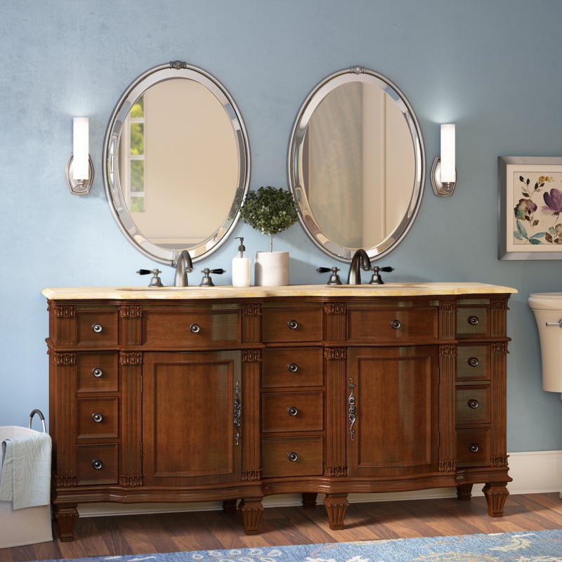 Kehl 72'' Free-standing Double Bathroom Vanity with Stone Vanity Top