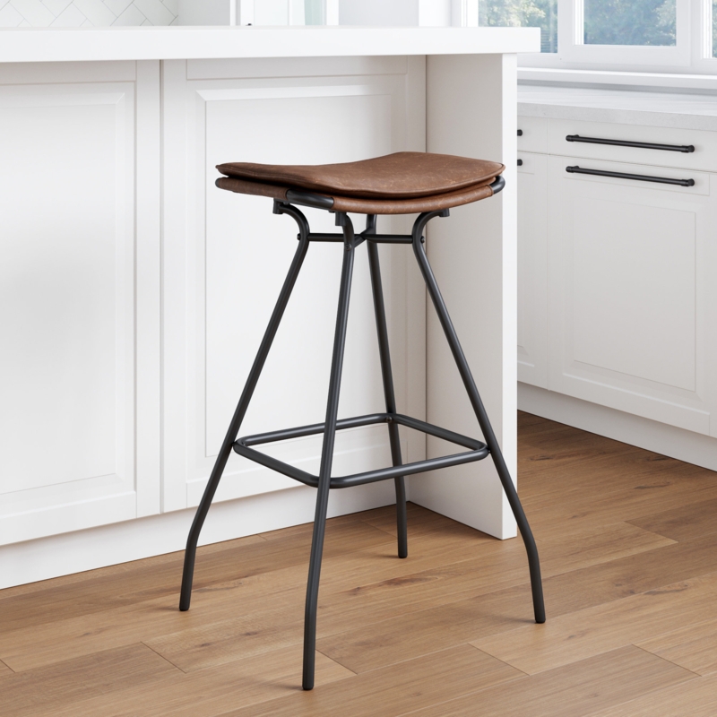 Farmhouse Industrial Bar Stool with Cushion