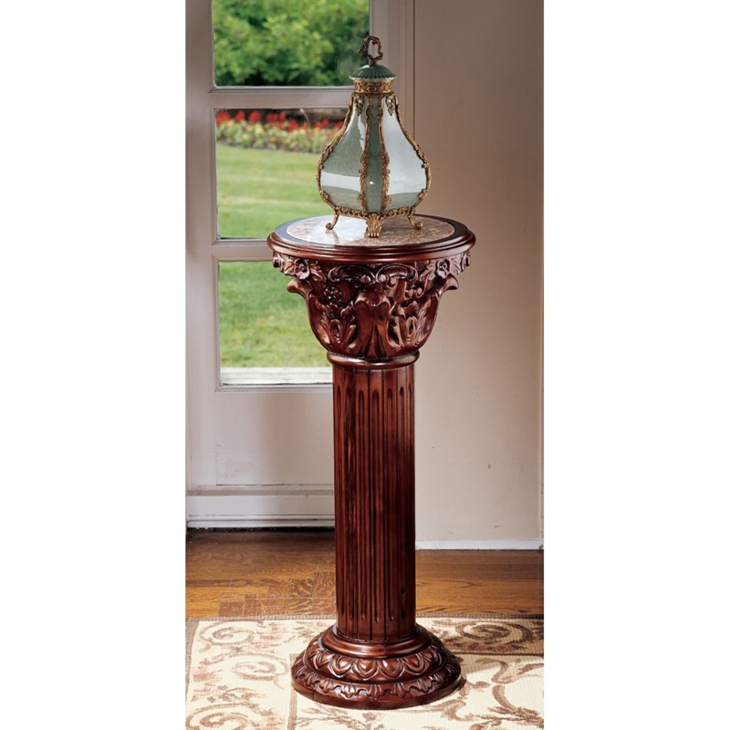 Kellum Round Pedestal Marble Plant Stand
