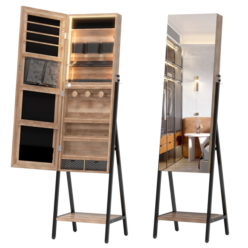 Multi-Function Makeup Mirror and Jewelry Cabinet