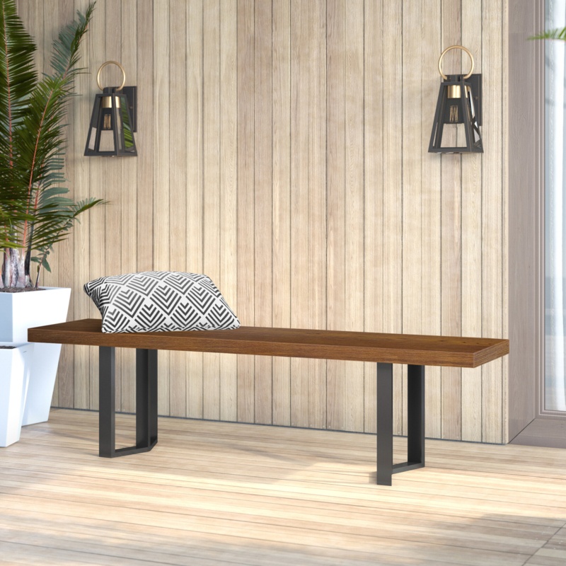 Concrete and Metal Outdoor Bench