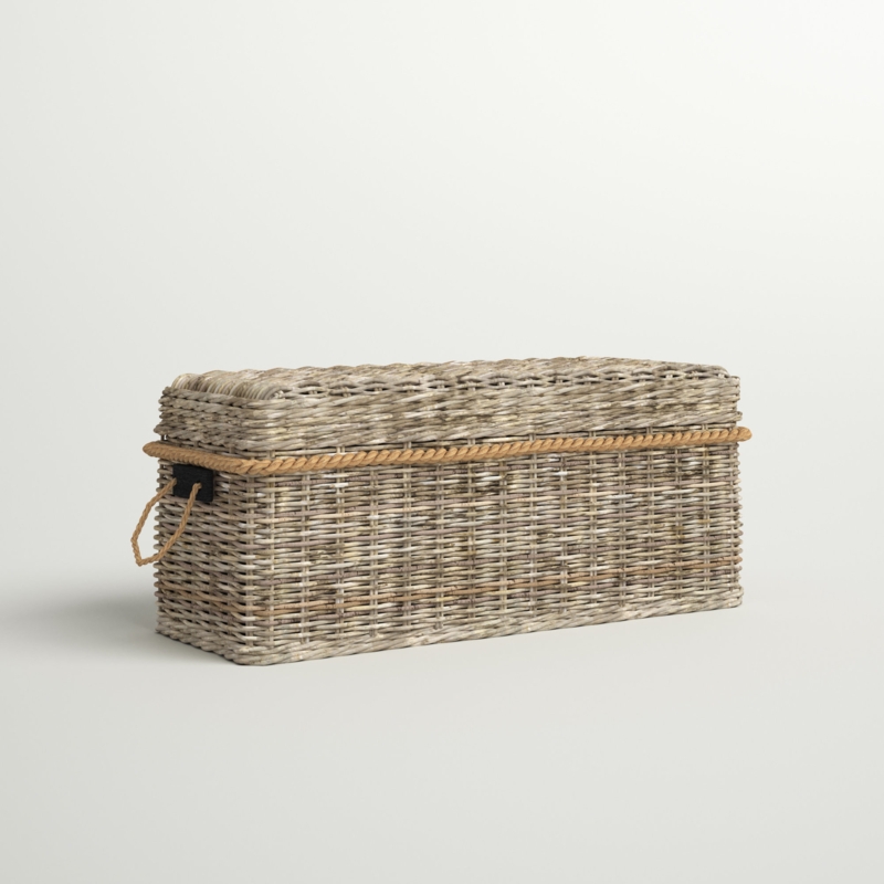 Coastal 3-Piece Wicker Bench Set with Storage