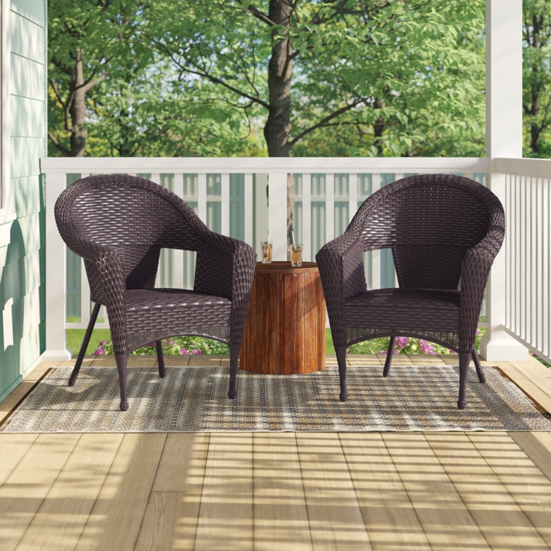 Wicker Resin and Steel Framed Outdoor Bench