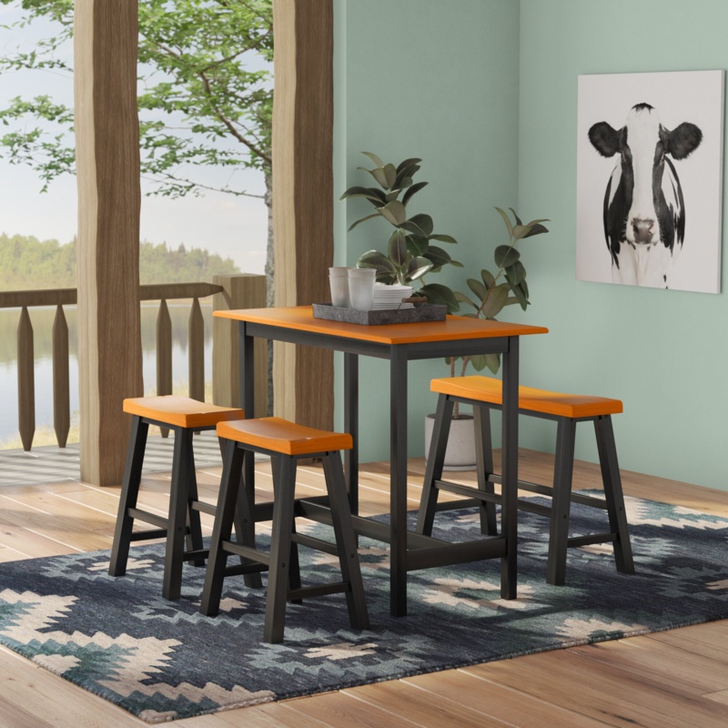Kerley 4 - Person Counter Height Solid Wood Dining Set