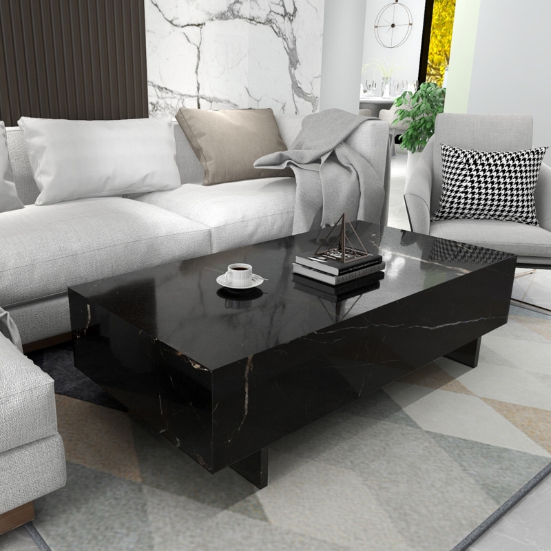 Manufactured Wood Sled Coffee Table in High Gloss White