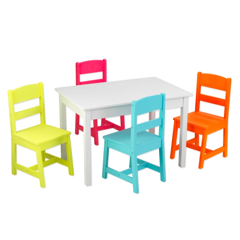 Kids 5 Piece Solid Wood Rectangular Play / Activity Table and Chair Set