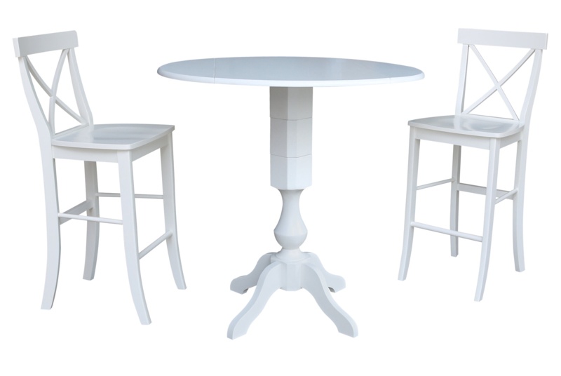 Kim Bar Height Drop Leaf Solid Wood Dining Set