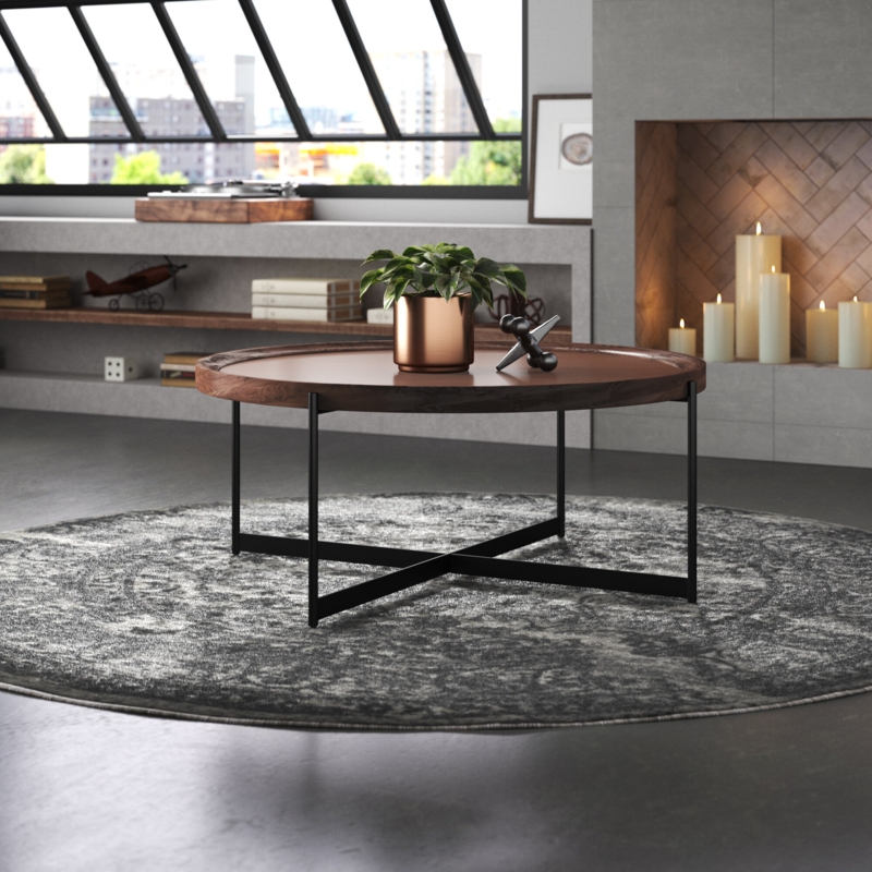 Circular Coffee Table with Iron Base