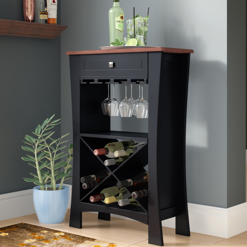 Solid Wood Curved Wine Bar