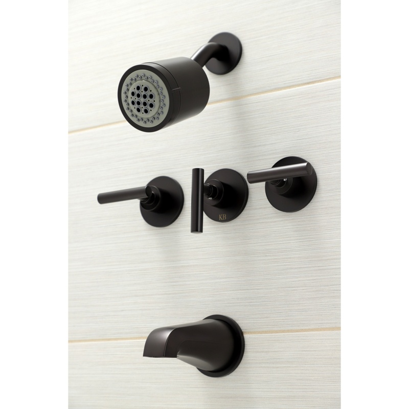 Kingston Brass KBX8135CML Manhattan Three-Handle Tub And Shower Faucet, Oil Rubbed Bronze
