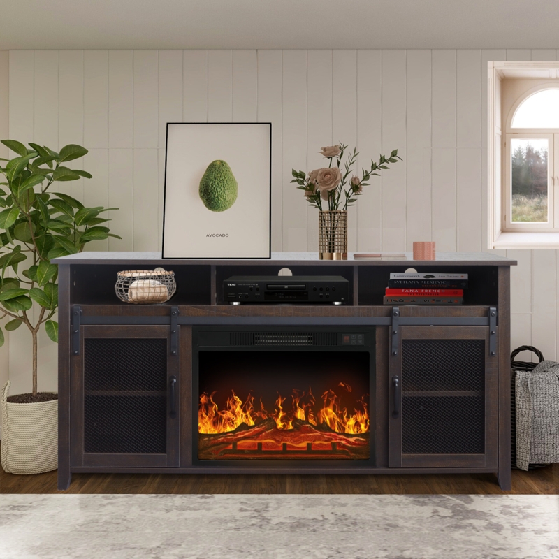 65" TV Stand with Electric Fireplace Insert