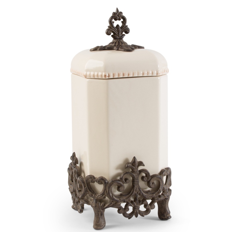 Provincial Ceramic Canisters with Decorative Lids
