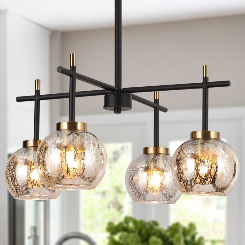 Black and Gold Mercury Glass Globe Pendant Lighting