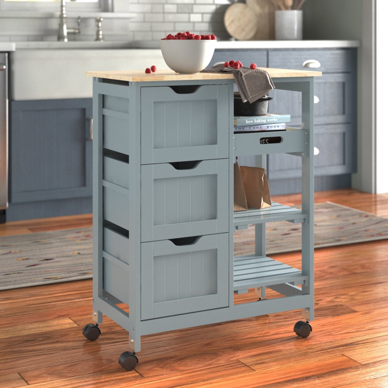 26" Wide Kitchen Island with Caster Wheels