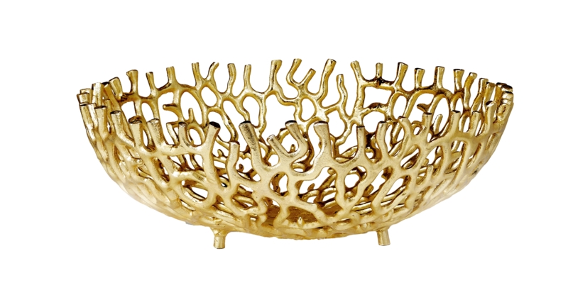 Gold Round Coral Branch Decorative Dish