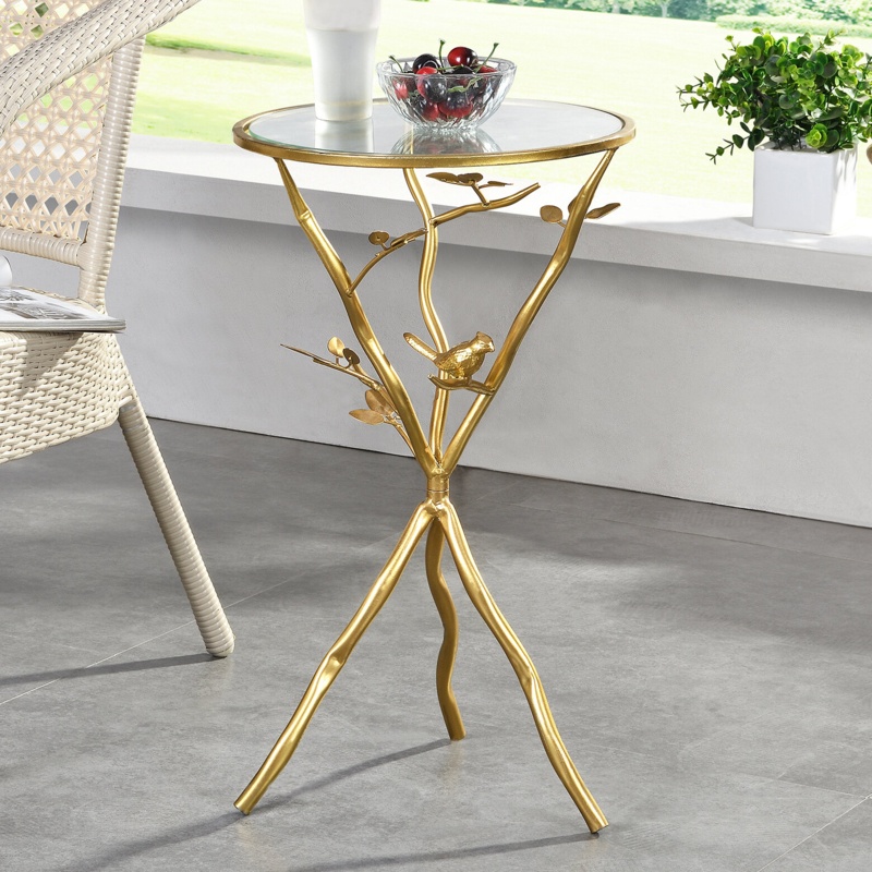 Komarek 24'' Tall Glass 3 Legs End Table
