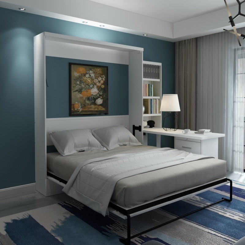 Korte Queen Solid Wood Office Murphy Bed