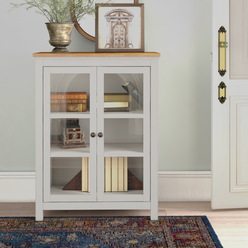 Two-Door Accent Cabinet with Wood Top