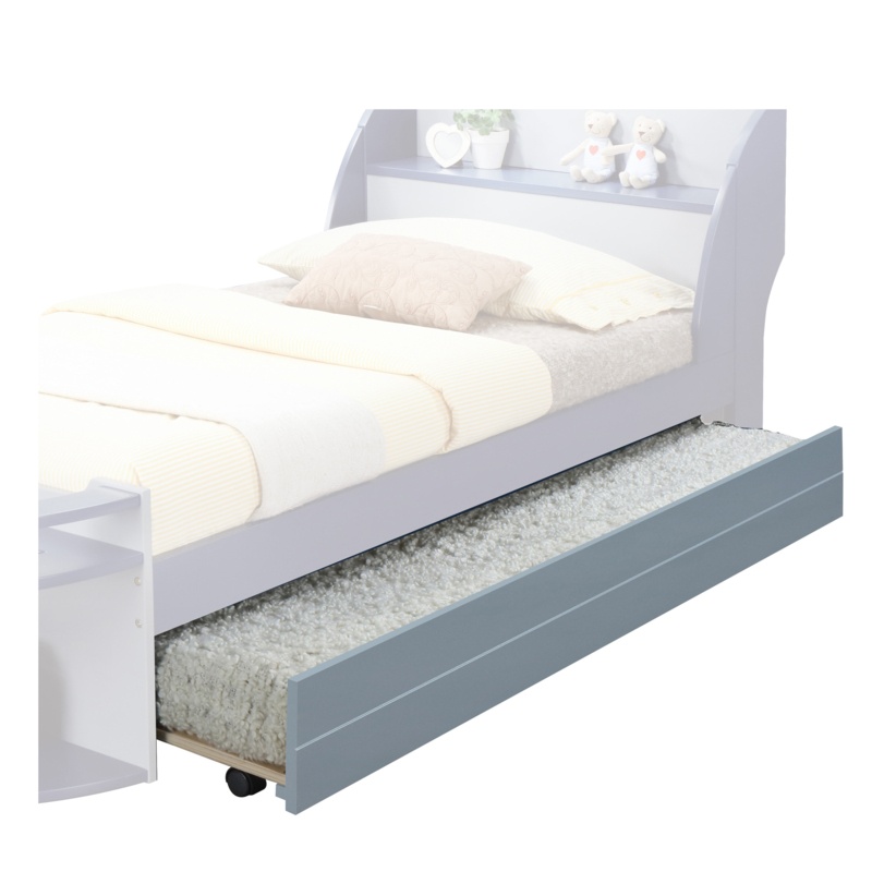 Kutsal Transitional Wooden Trundle Twin Bed With Caster Wheels, Gray
