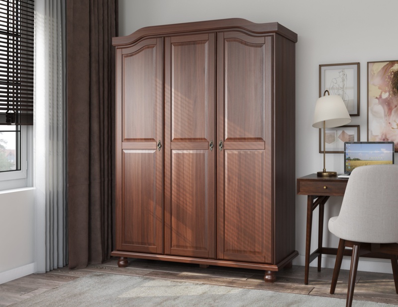 Kyle 3-door Solid Wood Wardrobe Armoire