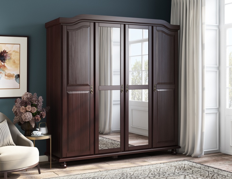 Kyle 4-door Solid Wood Wardrobe Armoire
