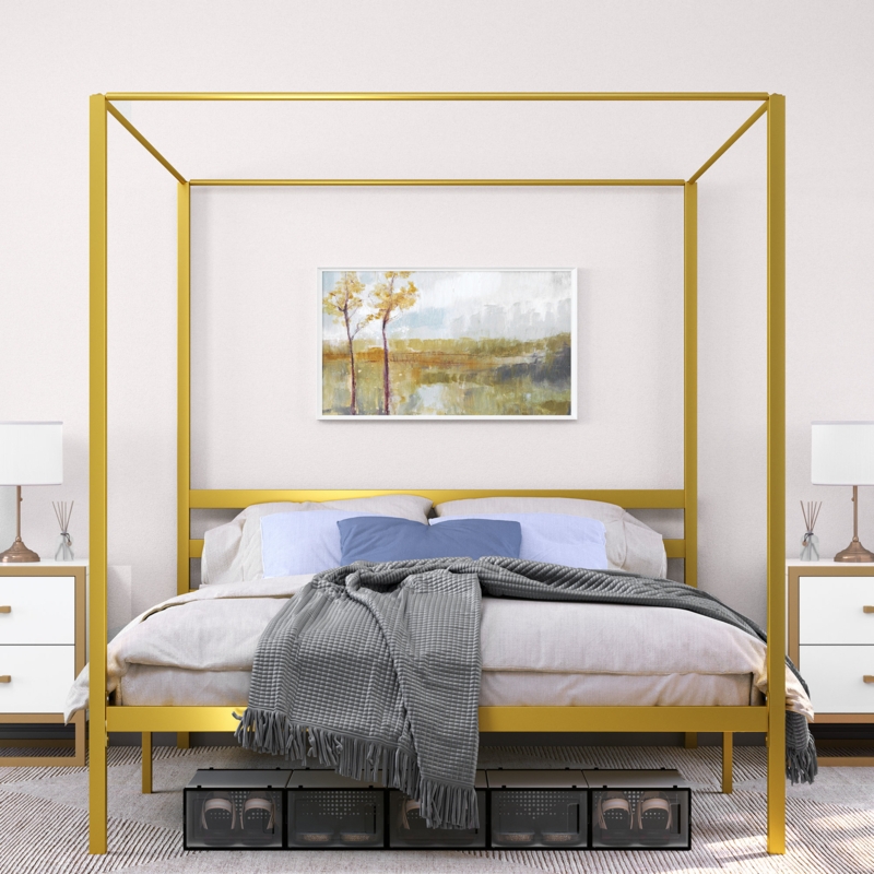 Minimalist Canopy Bed with Storage