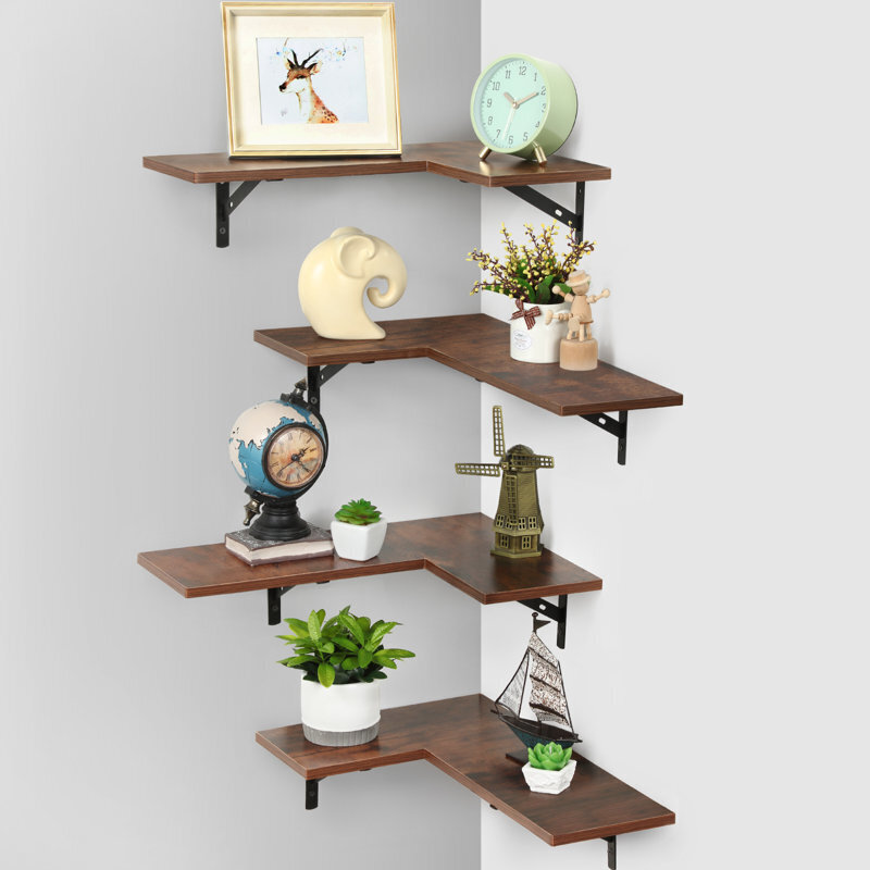 L shaped floating corner shelves