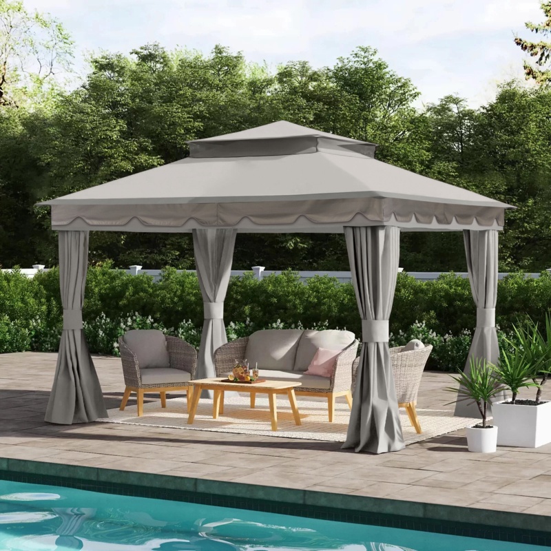 L144.09 x W120.08 x H116.26 inches Steel Patio Gazebo