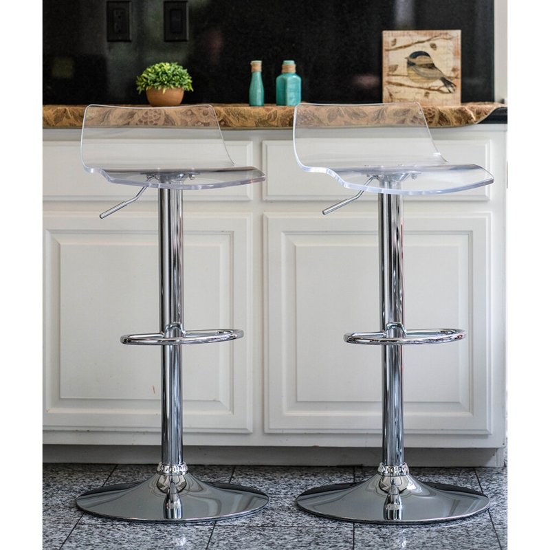 Transparent Curved Bar and Counter Stool Set