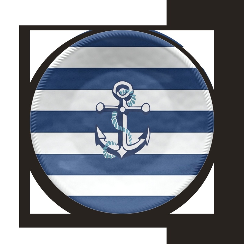 Lacon Nautical Anchor Salad Plate,8.5",Melamine,Set Of 6