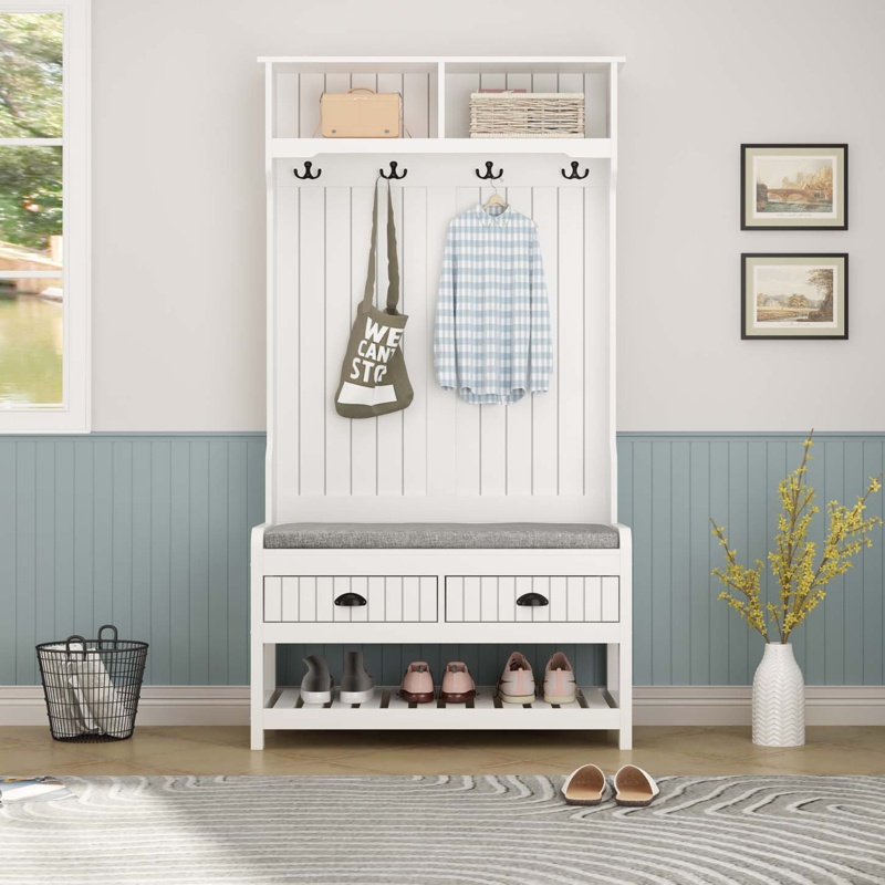Lafave 34.3'' Wide Hall Tree with Bench and Shoe Storage