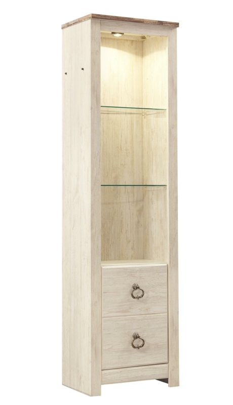 Tall Pier with Glass Shelves and Door Cabinet