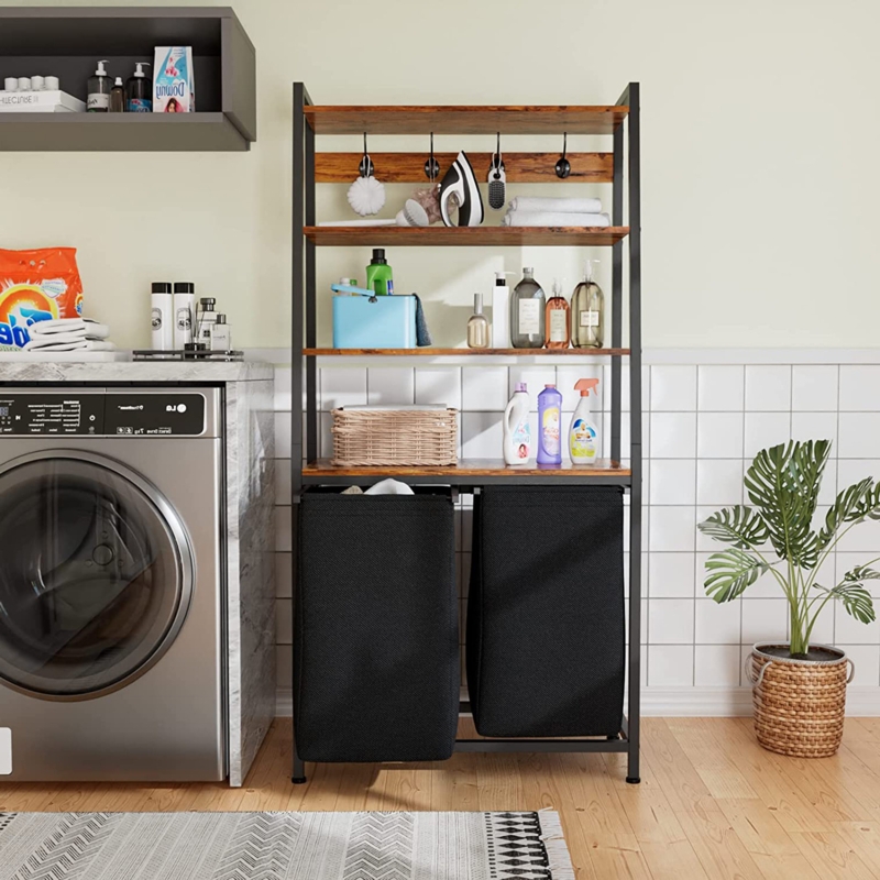 3-Layer Storage Shelf with Laundry Bags