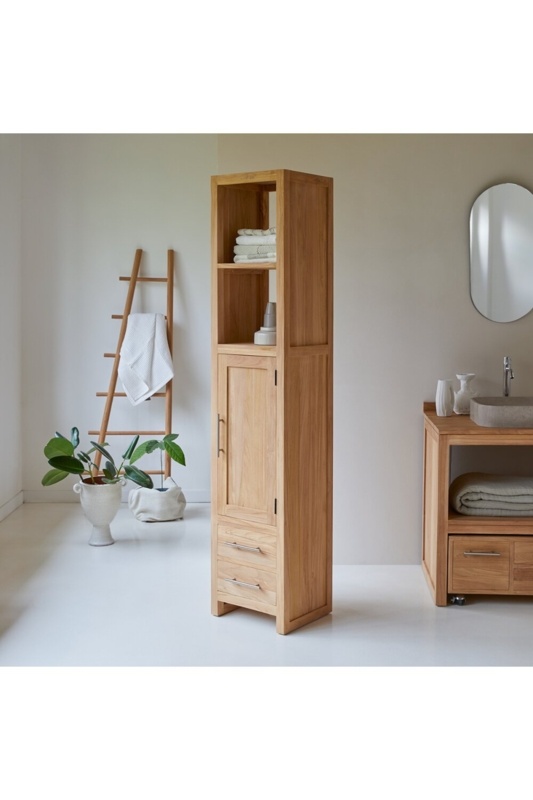 Layang Solid Wood Freestanding Linen Cabinet