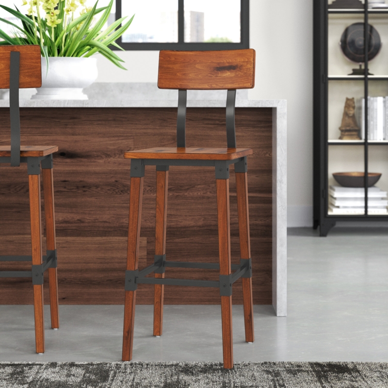 Industrial Style 28.5" Bar Stool Set
